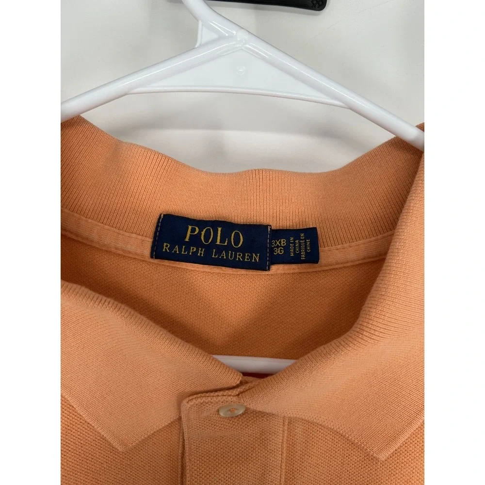 Polo Ralph Lauren Polo Shirt Mens 3XL Big 3XB Orange 100% Cotton Short Sleeve